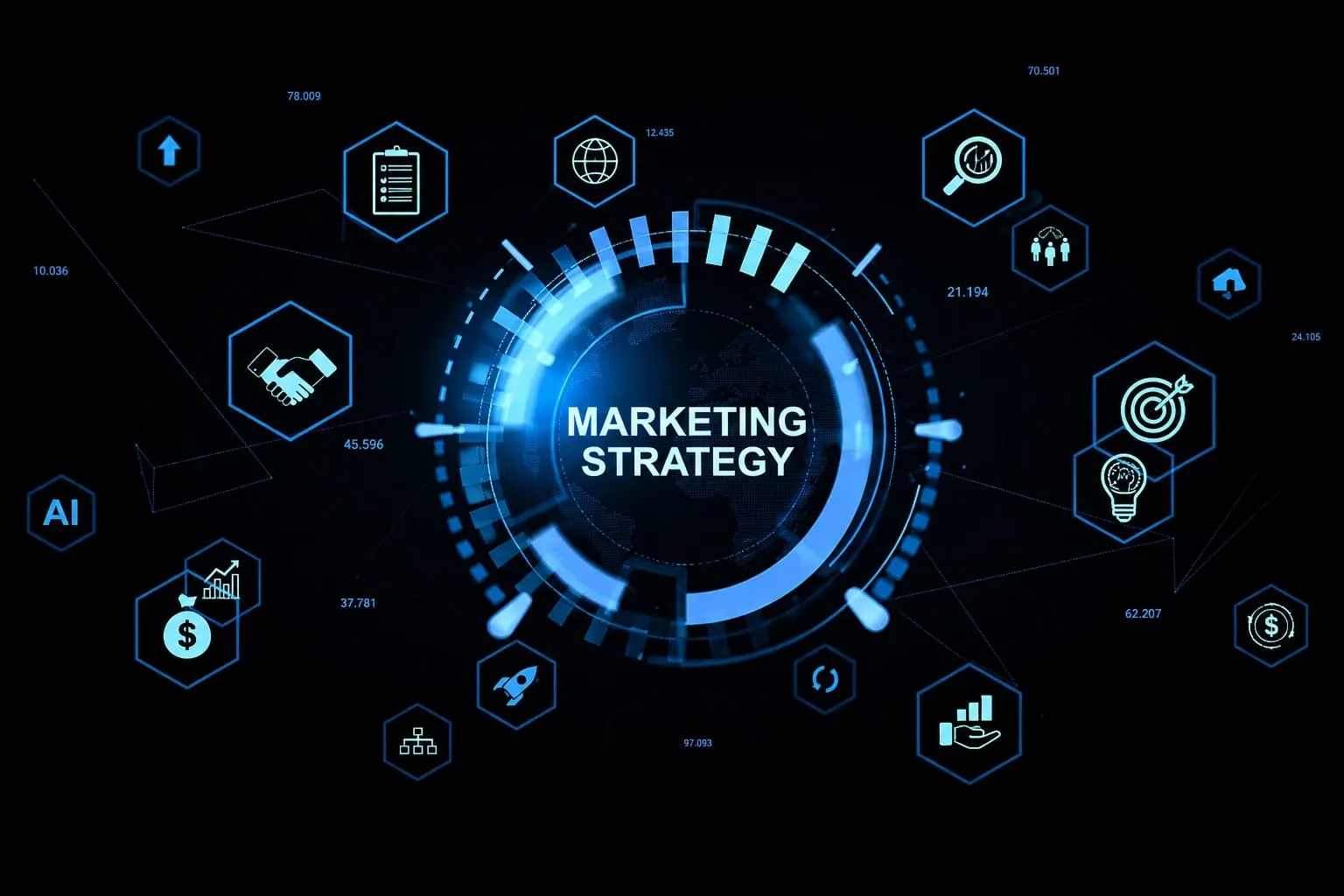 Digital marketing analytics concept with data tracking and online performance growth